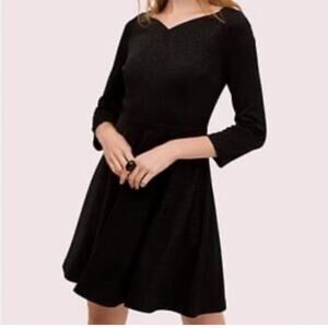 Kate Spade Black Metallic Long Sleeve Fit & Flare Dress Size 2